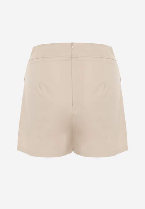 Beżowe Asymetryczne Spódnico-Szorty z Bawełną i Imitacją Kieszeni Tinabel 7