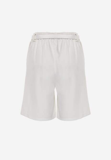 Białe Szorty Bermudy Eleganckie z Paskiem High Waist Rhodissa 7