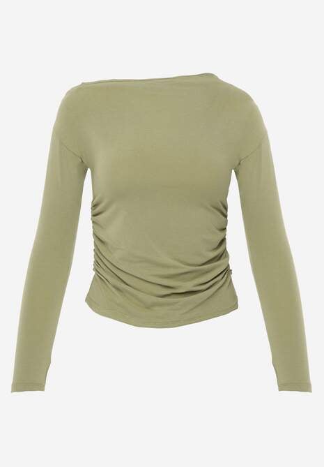 Zielona Marszczona Bluzka z Wiskozą i Bawełną Trihal 6