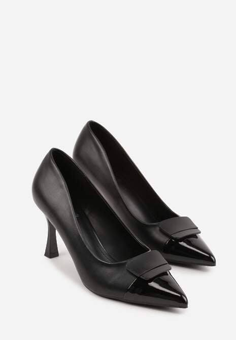 Czarne Szpilki z Kwadratową Ozdobą z Przodu Phereshi 5