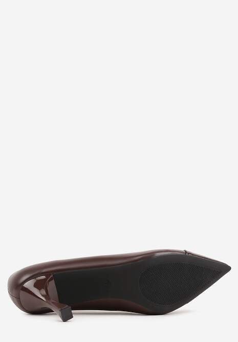 Brązowe Szpilki z Kwadratową Ozdobą z Przodu Phereshi 7