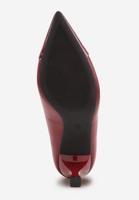 Czerwone Szpilki z Kwadratową Ozdobą z Przodu Phereshi 7