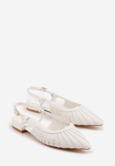 Białe Płąskie Sandały z Ozdobnymi Paseczkami Kahlidone 5
