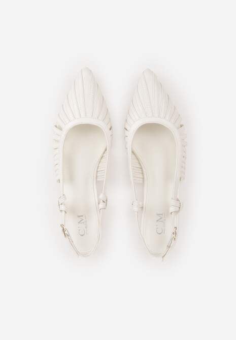 Białe Płąskie Sandały z Ozdobnymi Paseczkami Kahlidone 6