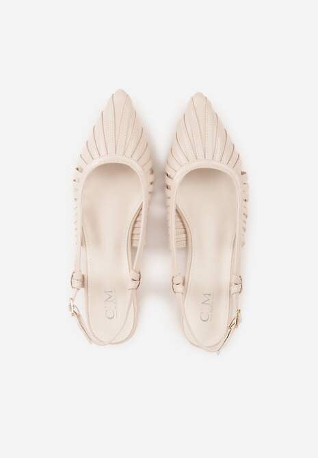 Beżowe Płąskie Sandały z Ozdobnymi Paseczkami Kahlidone 6