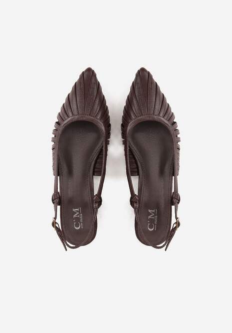 Brązowe Płąskie Sandały z Ozdobnymi Paseczkami Kahlidone 6