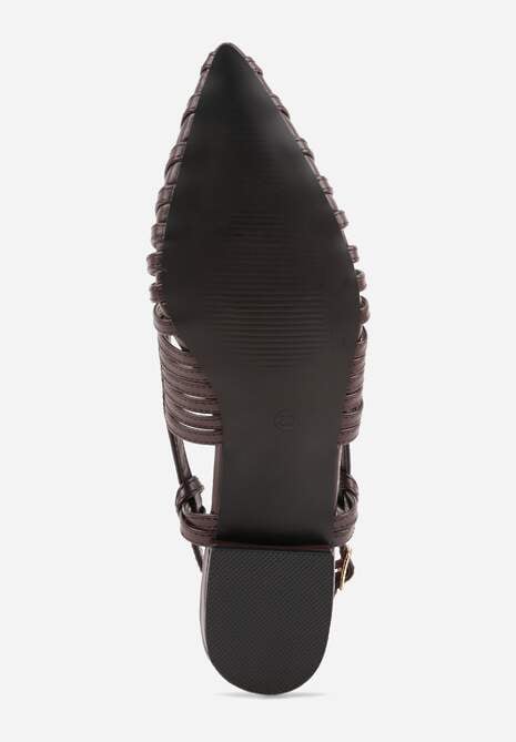 Brązowe Płąskie Sandały z Ozdobnymi Paseczkami Kahlidone 7