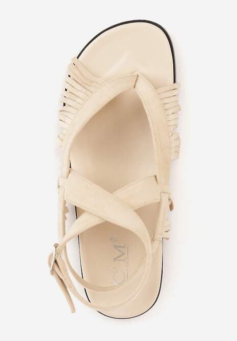 Beżowe Sandały Typu Rzymianki Ozdobione Frędzlami Casasos 6