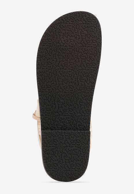 Beżowe Sandały Typu Rzymianki Ozdobione Frędzlami Casasos 7