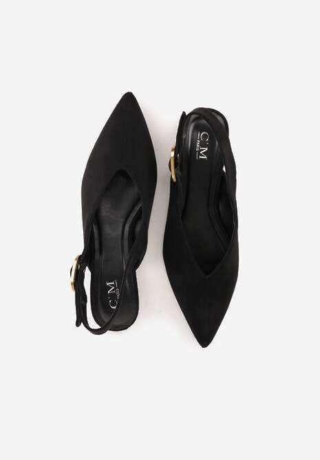 Czarne Sandały Typu Slingback z Wyciętą Cholewką Phellilea 6