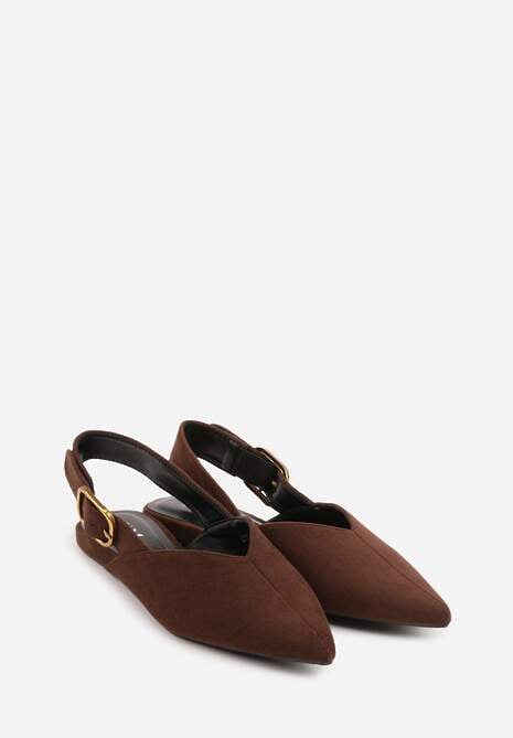 Brązowe Sandały Typu Slingback z Wyciętą Cholewką Phellilea 5