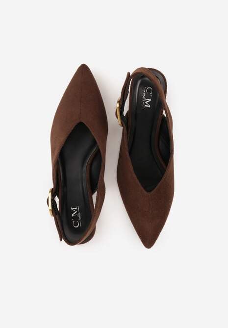 Brązowe Sandały Typu Slingback z Wyciętą Cholewką Phellilea 6