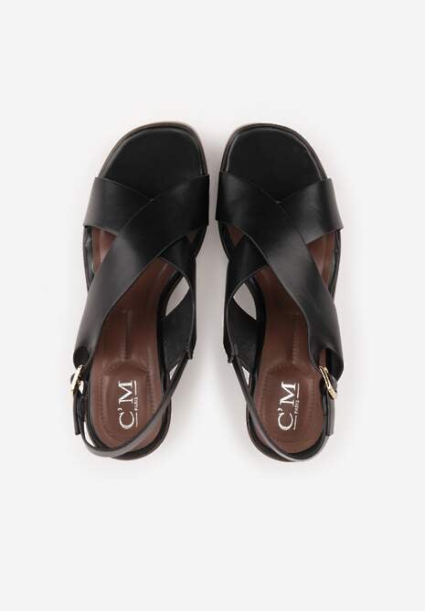 Czarne Sandały na Platformie i Koturnie z Geometryczną Cholewką Adrasithise 6