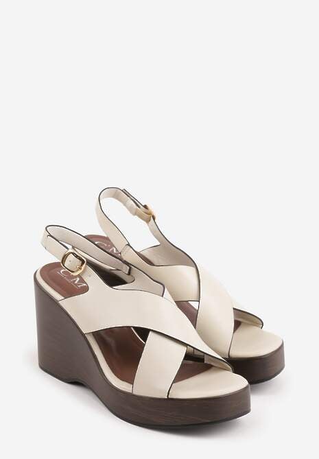 Beżowe Sandały na Platformie i Koturnie z Geometryczną Cholewką Adrasithise 5