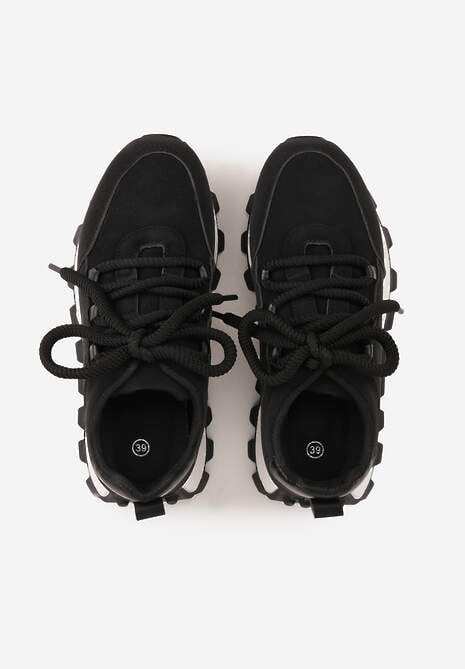 Czarne Sneakersy na Platformie Ozdobionej Tłoczeniem Zerla 6