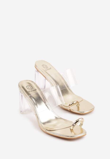 Złote Klapki z Ozdobą na Duży Palec z Transparentnymi Elementami Wylinney 5