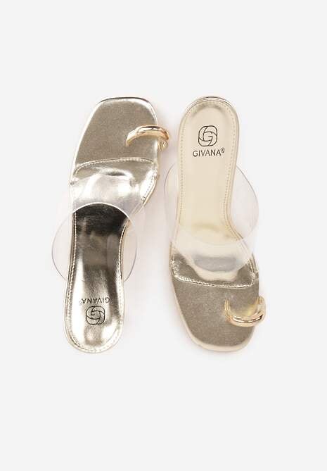 Złote Klapki z Ozdobą na Duży Palec z Transparentnymi Elementami Wylinney 6