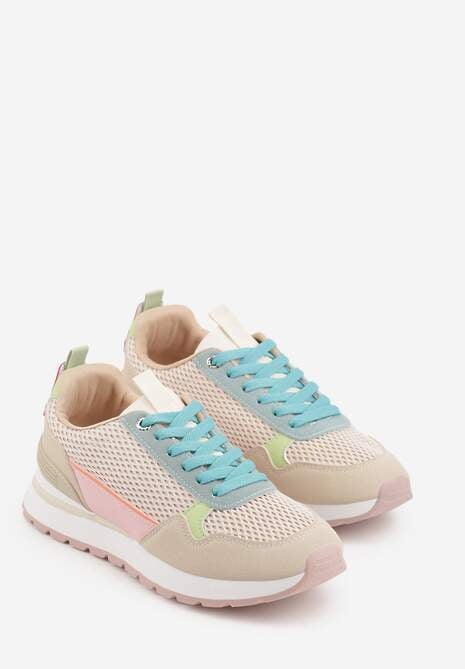 Beżowe Sneakersy z Siateczką i Modnymi Wstawkami Corona 5