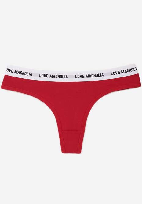 Czerwone Majtki Stringi z Bawełną Ozdobione Napisami Amero