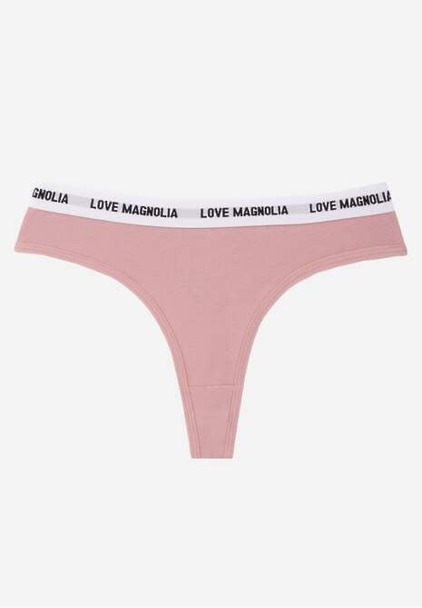 Różowe Majtki Stringi z Bawełną Ozdobione Napisami Amero