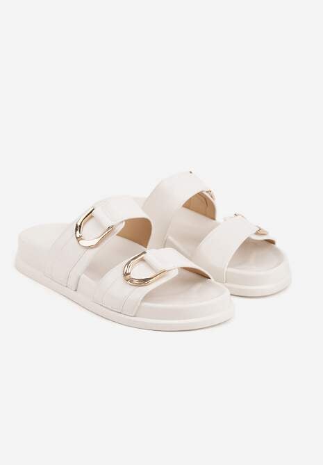 Białe Klapki z Metalicznymi Klamrami Eudare 5
