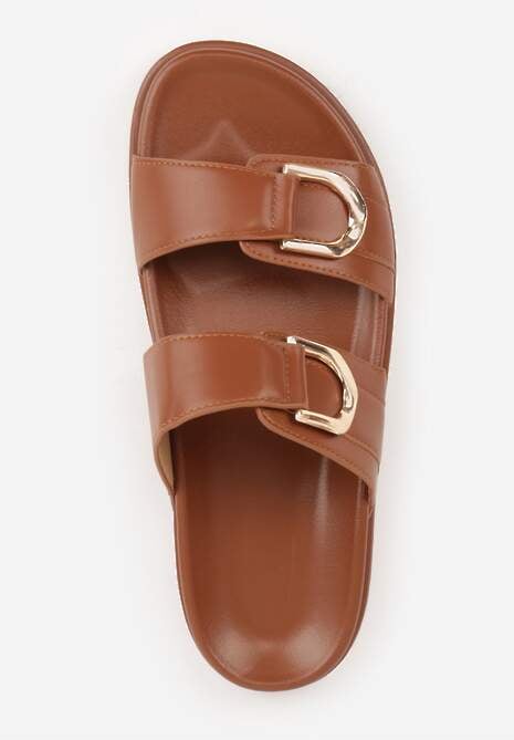 Brązowe Klapki z Metalicznymi Klamrami Eudare 6