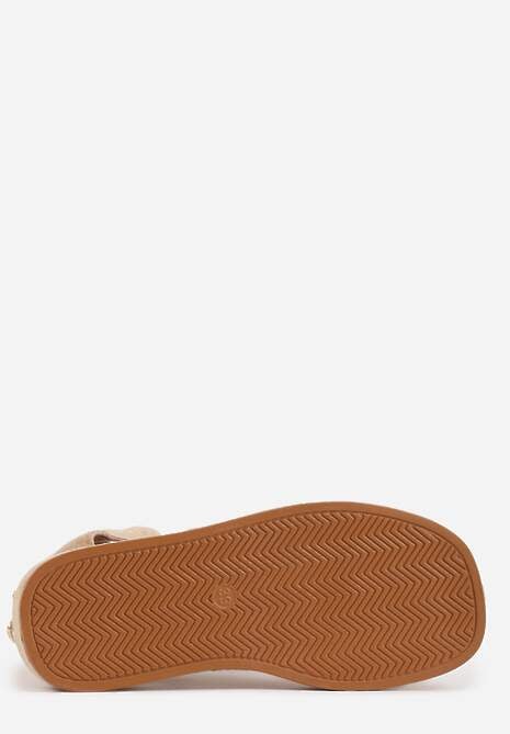 Ciemnobeżowe Sandały Typu Botki Ozdobione Metaliczną Klamrą z Przodu Adrasaia 7