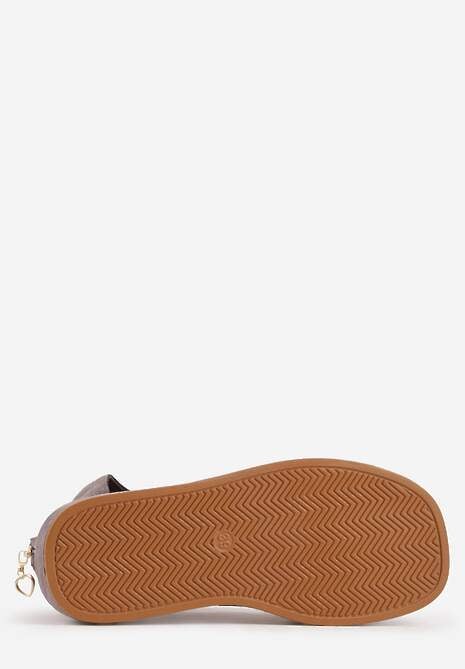 Szare Sandały Typu Botki Ozdobione Metaliczną Klamrą z Przodu Adrasaia 7