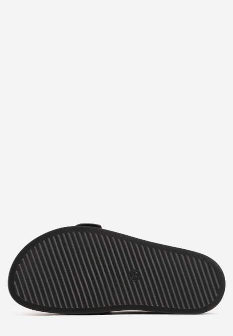 Czarne Klapki na Platformie z Klamrą Molthoe 7