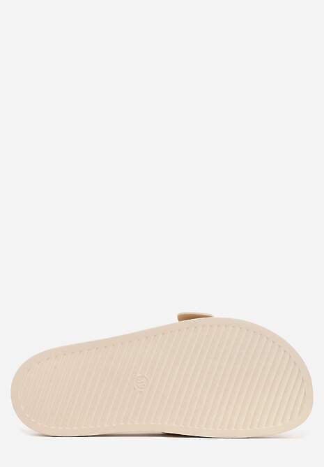 Beżowe Klapki na Platformie z Klamrą Molthoe 7