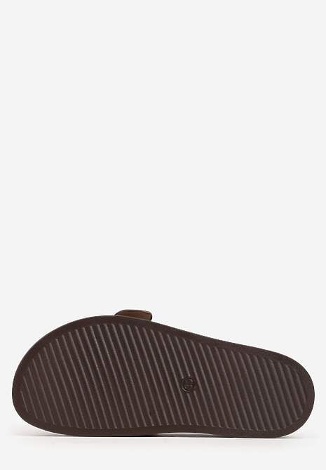 Ciemnobrązowe Klapki na Platformie z Klamrą Molthoe 7