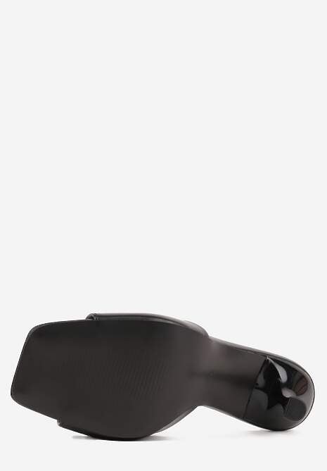 Czarne Klapki na Szpilce Ozdobione Kwadratowym Noskiem Eudanassa 7