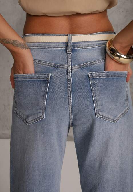 Niebieskie Jeansy High Waist Wide Leg z Bawełną Conana 4