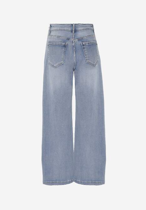 Niebieskie Jeansy High Waist Wide Leg z Bawełną Conana 7