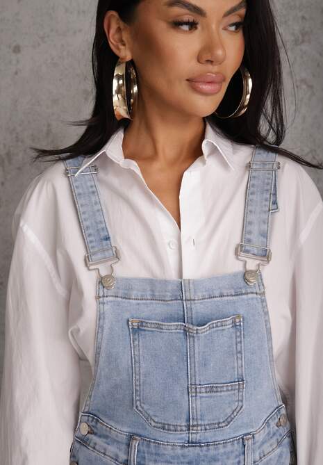 Niebieskie Jeansy Ogrodniczki z Nogawką Balloon z Bawełną Vimalliene 5