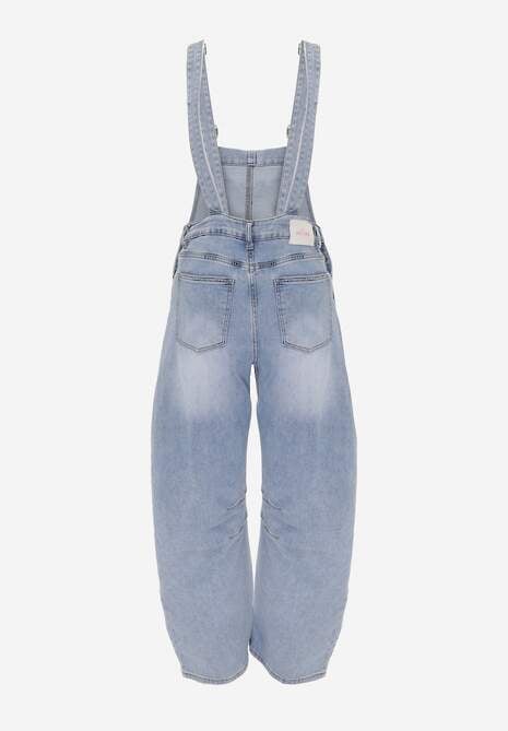 Niebieskie Jeansy Ogrodniczki z Nogawką Balloon z Bawełną Vimalliene 7