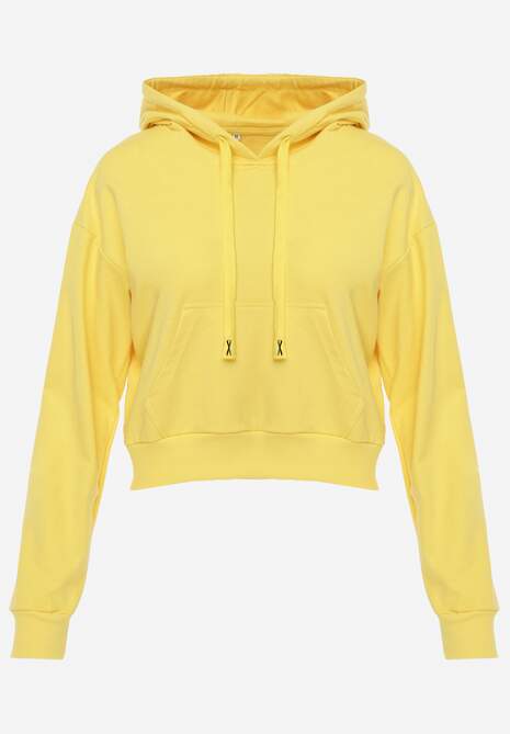 Żółta Bluza z Kapturem i Bawełną Ozdobiona Ściągaczami Evianae 6