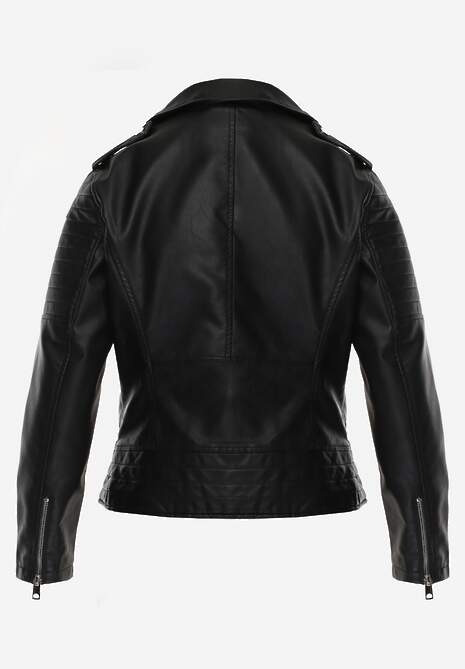 Czarna Motocyklowa Kurtka o Fasonie Ramoneski Chivi 7