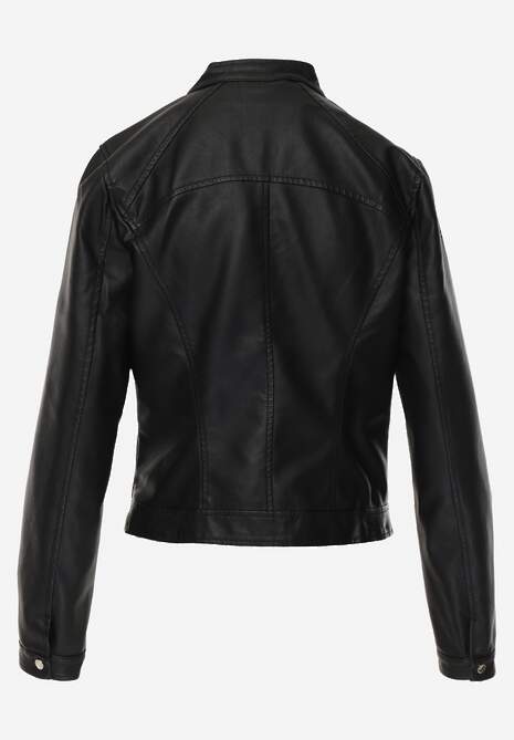 Czarna Taliowana Kurtka Ramoneska o Klasycznym Fasonie Tessana 7