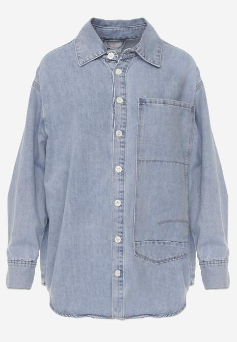 Niebieska Jeansowa Koszula z Bawełną z Przeszyciami Nekki 6