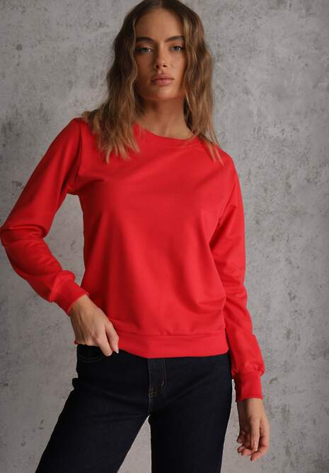 Czerwona Casualowa Bluza z Bawełną Akko 4
