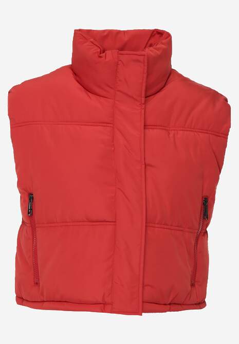 Czerwona Pikowana Kamizelka Puffer o Kroju Crop Tadrel 6