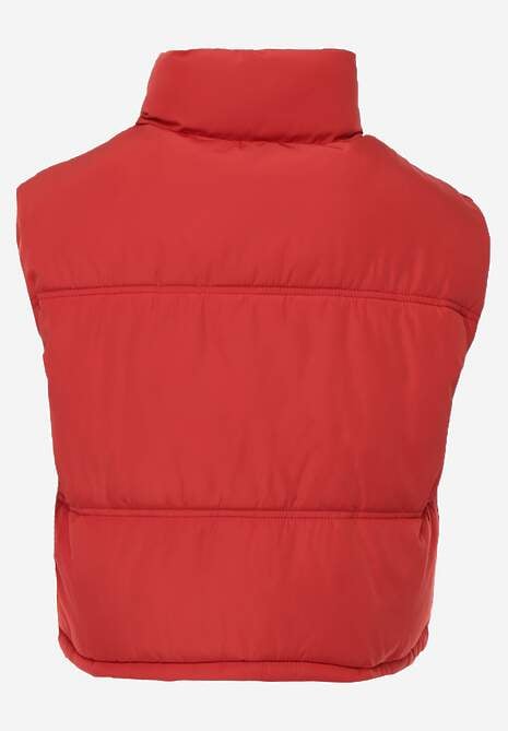 Czerwona Pikowana Kamizelka Puffer o Kroju Crop Tadrel 7