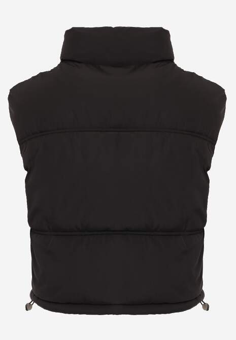 Czarna Pikowana Kamizelka Puffer o Kroju Crop Tadrel 7