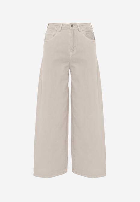 Beżowe Szerokie Jeansy Bawełniane High Waist Fyrlyss 6