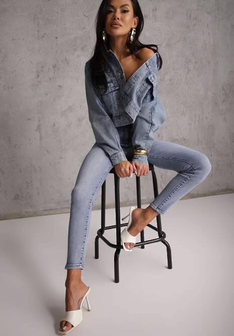 Niebieskie Jeansy Typu Skinny z Bawełny Nevitaes