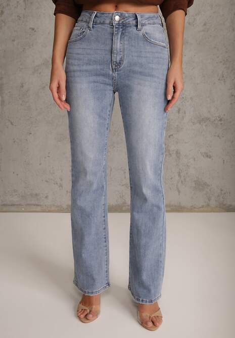 Niebieskie Jeansy Dzwony Bootcut High Waist z Bawełną Urilyss 4