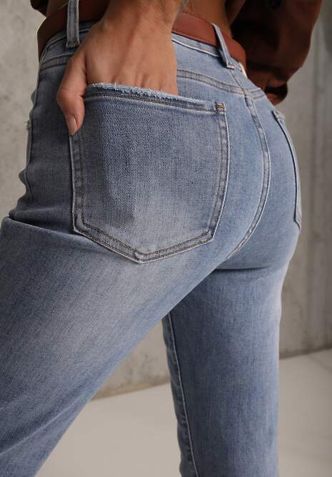 Niebieskie Jeansy Dzwony Bootcut High Waist z Bawełną Urilyss 5