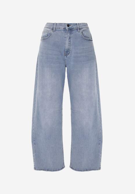 Niebieskie Jeansy Balloon z Bawełną High Waist Pronadina 6