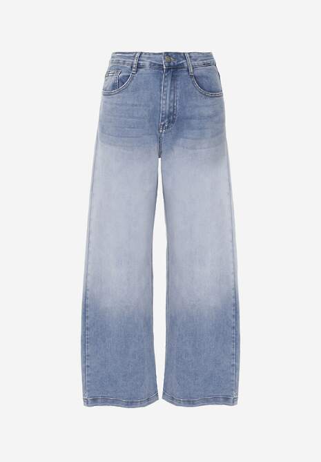 Niebieskie Jeansy Szerokie z Wytarciami High Waist Calale 6